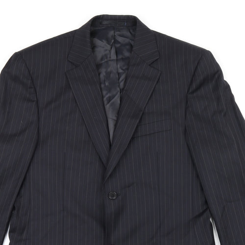 Daniel Hetcher Mens Black Striped Polyester Jacket Suit Jacket Size 38 Regular