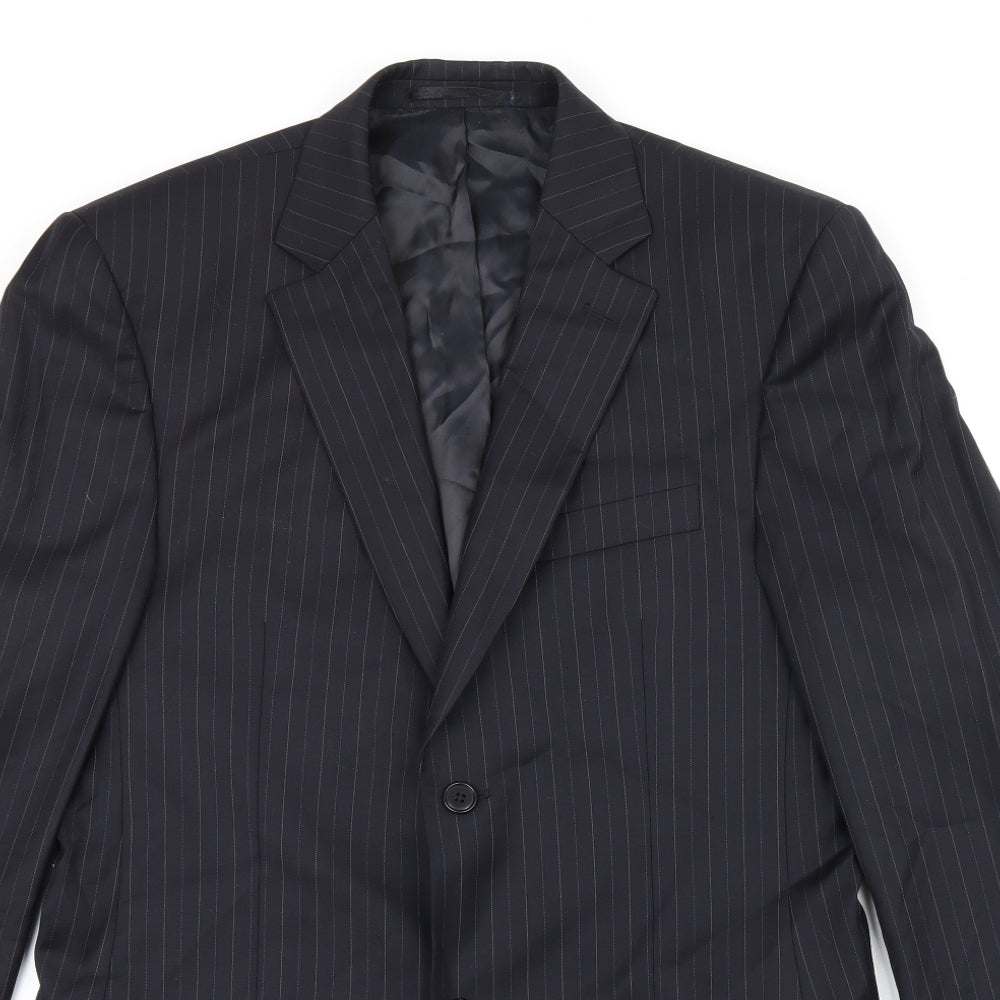 Daniel Hetcher Mens Black Striped Polyester Jacket Suit Jacket Size 38 Regular
