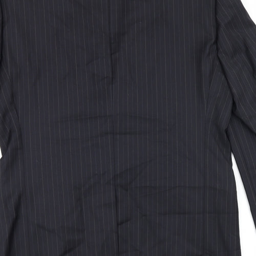 Daniel Hetcher Mens Black Striped Polyester Jacket Suit Jacket Size 38 Regular