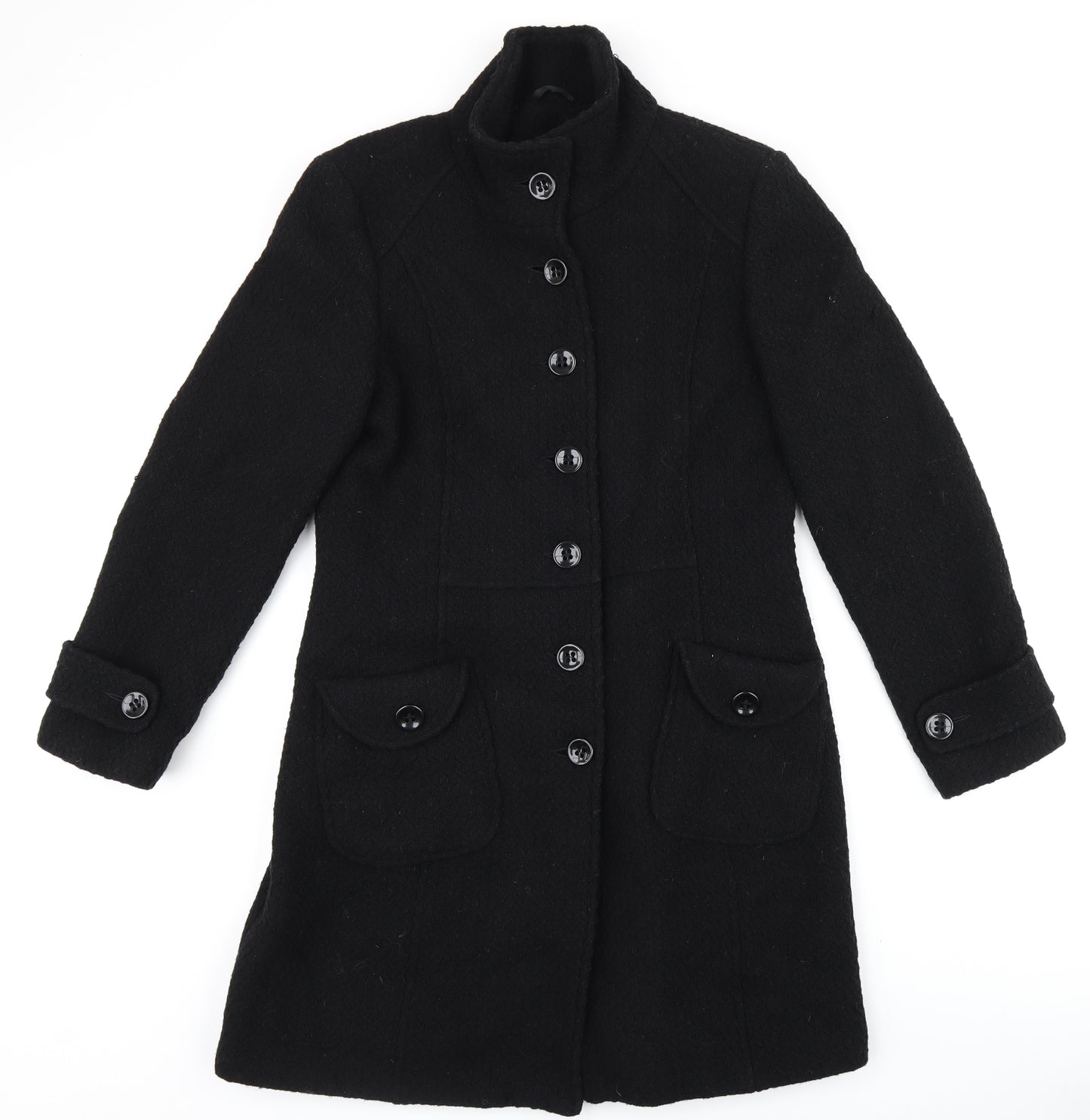 BAY Womens Black Overcoat Coat Size 16 Button