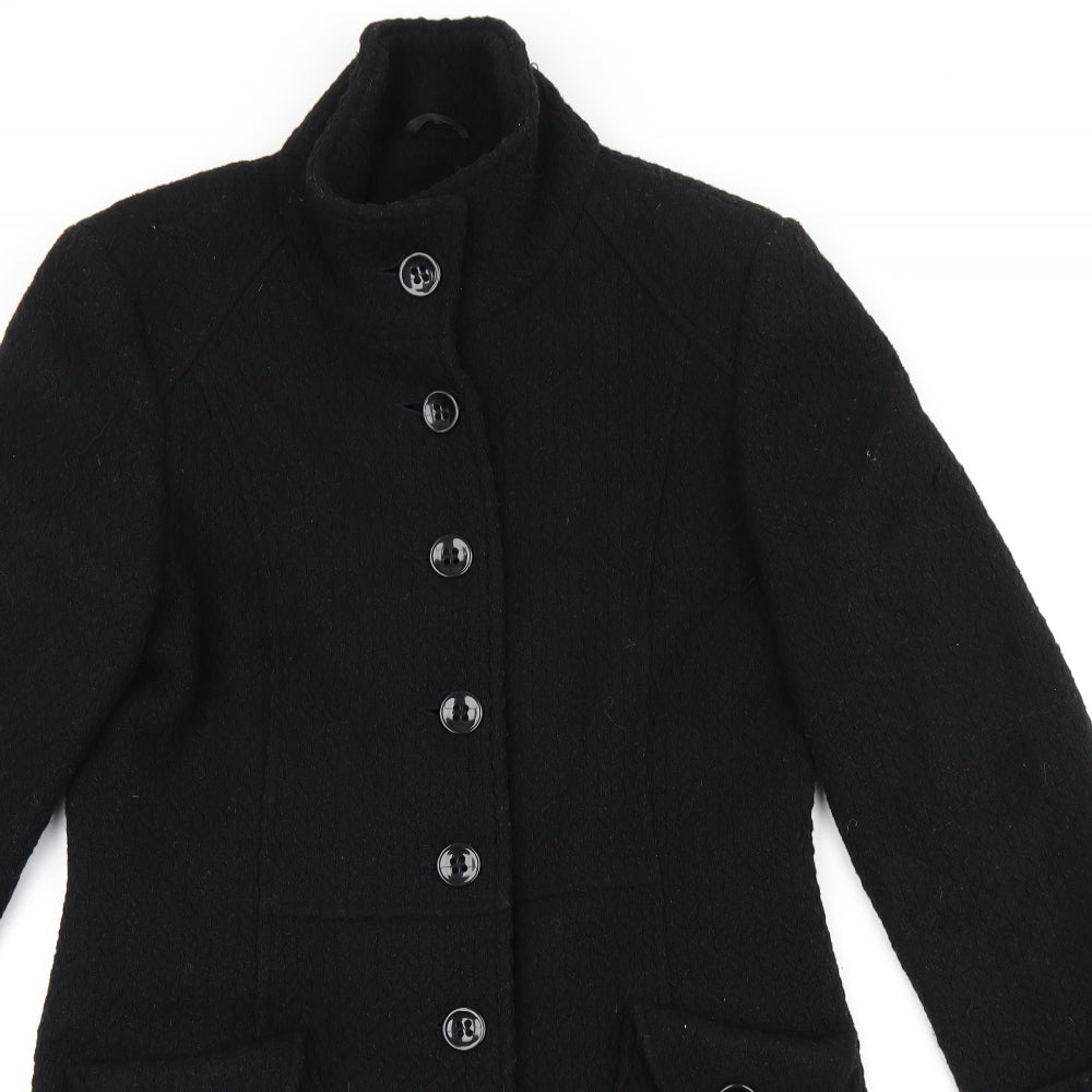 BAY Womens Black Overcoat Coat Size 16 Button