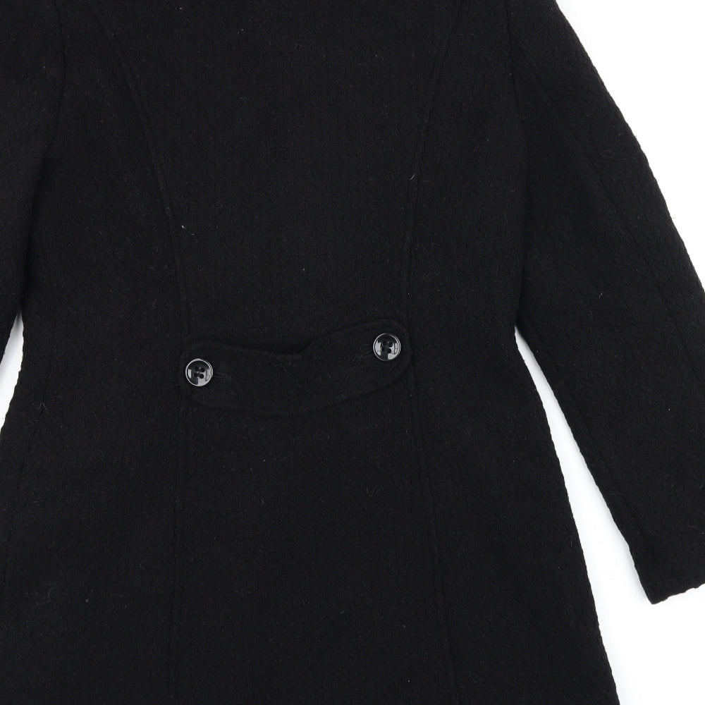 BAY Womens Black Overcoat Coat Size 16 Button