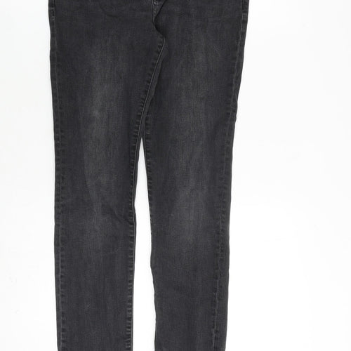 R Essential Womens Grey Cotton Straight Jeans Size 10 L30 in Regular Zip