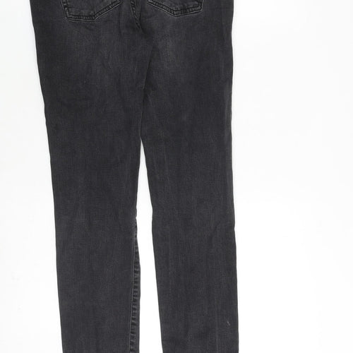 R Essential Womens Grey Cotton Straight Jeans Size 10 L30 in Regular Zip