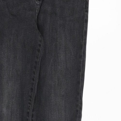 R Essential Womens Grey Cotton Straight Jeans Size 10 L30 in Regular Zip