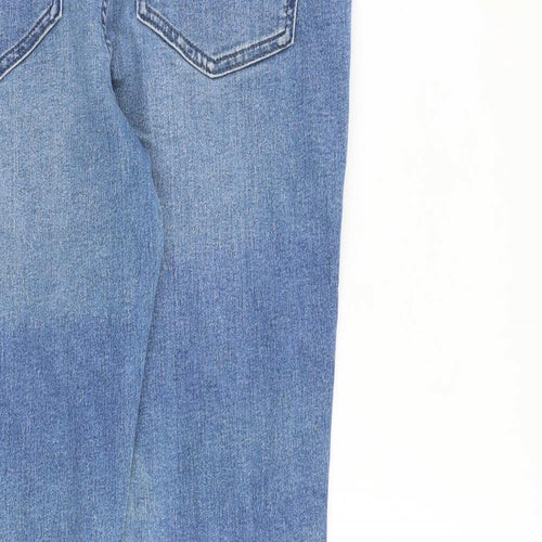 Marks and Spencer Womens Blue Cotton Skinny Jeans Size 14 L29 in Regular Zip