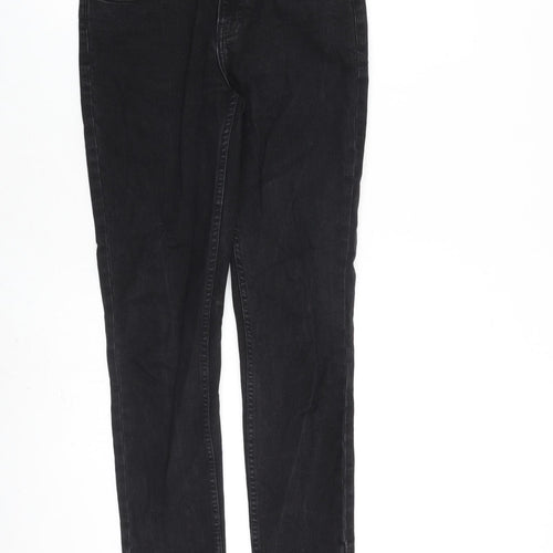 Zara Womens Black Cotton Straight Jeans Size 8 L32 in Regular Zip