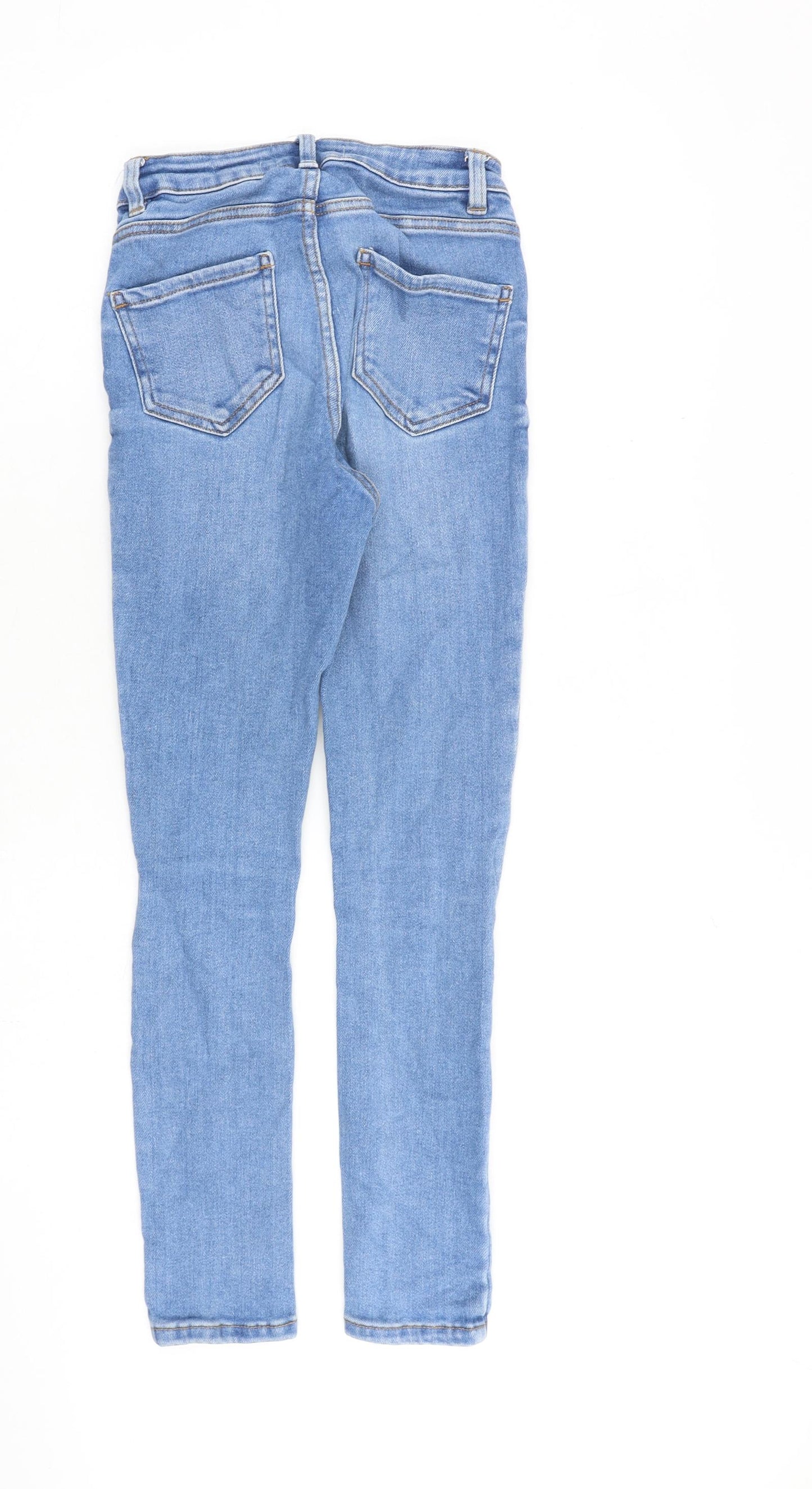 New Look Girls Blue Cotton Skinny Jeans Size 13 Years L26 in Regular Zip