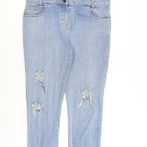 Vildnis Womens Blue Cotton Straight Jeans Size M L27 in Regular Zip