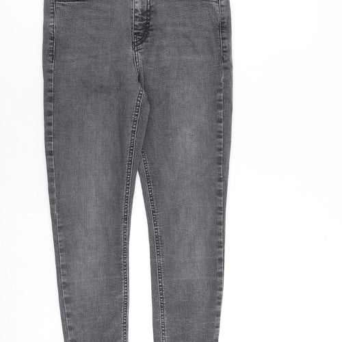 Topshop Womens Grey Cotton Straight Jeans Size 28 in L30 in Regular Zip