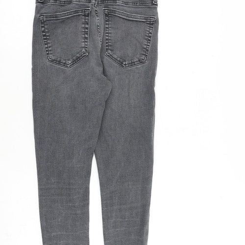 Topshop Womens Grey Cotton Straight Jeans Size 28 in L30 in Regular Zip