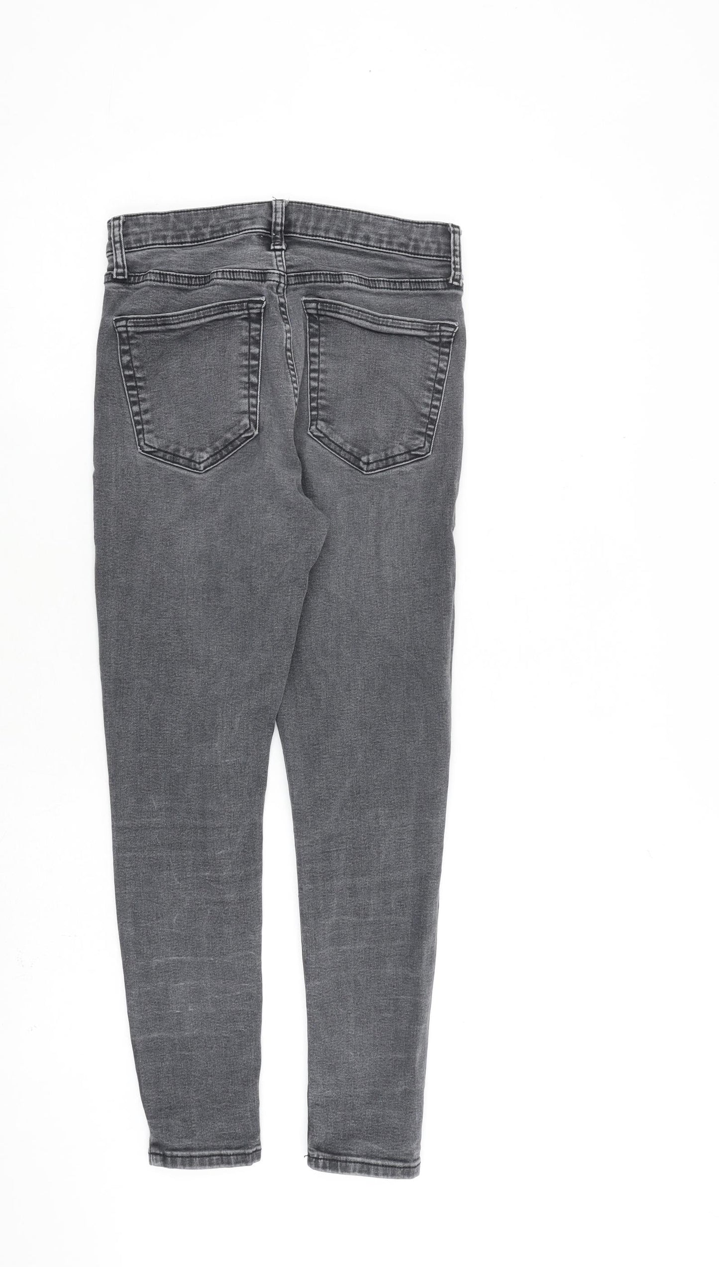 Topshop Womens Grey Cotton Straight Jeans Size 28 in L30 in Regular Zip