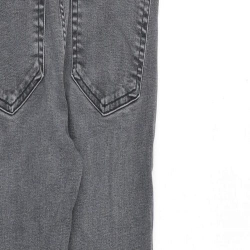 Topshop Womens Grey Cotton Straight Jeans Size 28 in L30 in Regular Zip