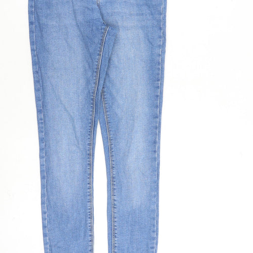 Denim & Co. Womens Blue Cotton Straight Jeans Size 8 L30 in Regular Zip