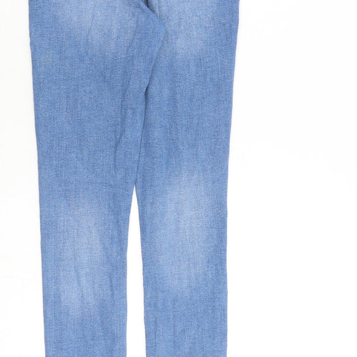 Denim & Co. Womens Blue Cotton Straight Jeans Size 8 L30 in Regular Zip