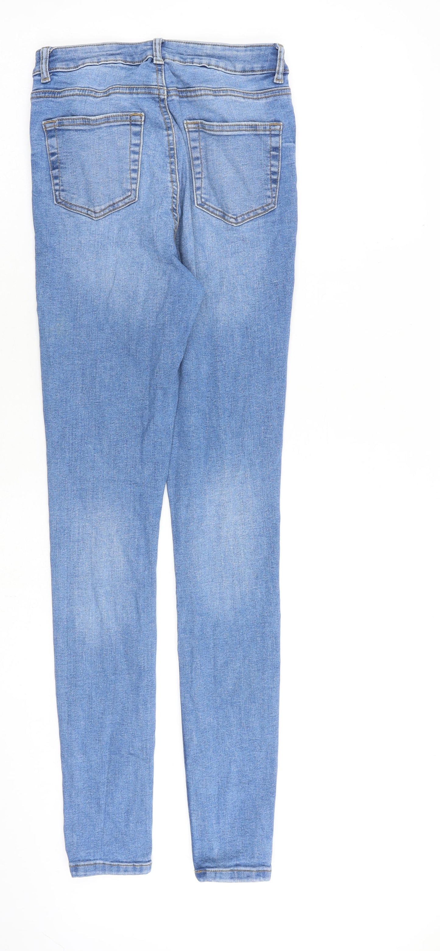 Denim & Co. Womens Blue Cotton Straight Jeans Size 8 L30 in Regular Zip