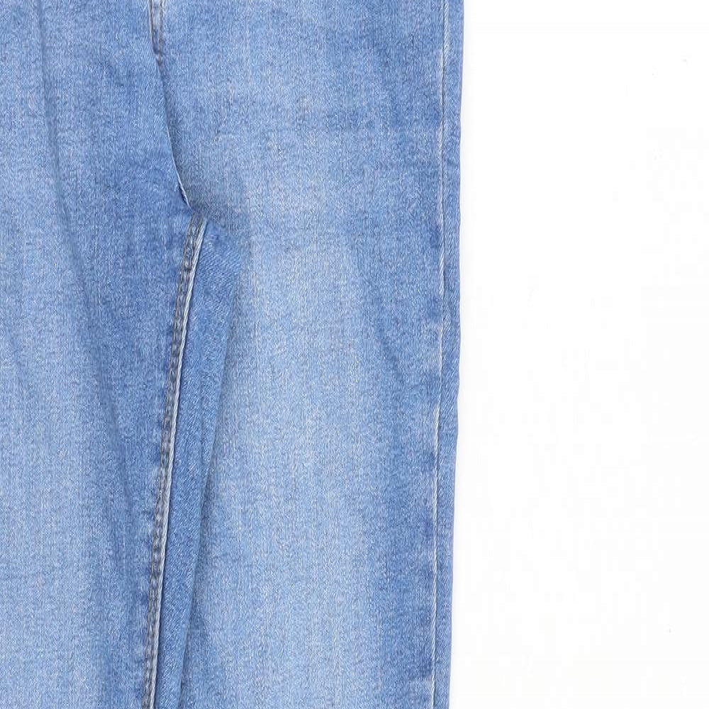 Denim & Co. Womens Blue Cotton Straight Jeans Size 8 L30 in Regular Zip