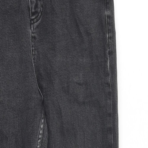 Miss Selfridge Womens Grey Cotton Mom Jeans Size 12 L24 in Regular Tie