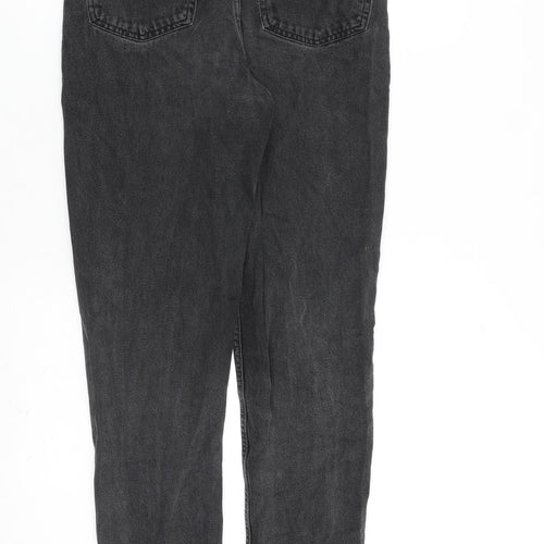 Denim & Co. Womens Grey Cotton Mom Jeans Size 10 L28 in Regular Zip