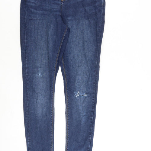 Dorothy Perkins Womens Blue Cotton Straight Jeans Size 8 L28 in Slim Zip