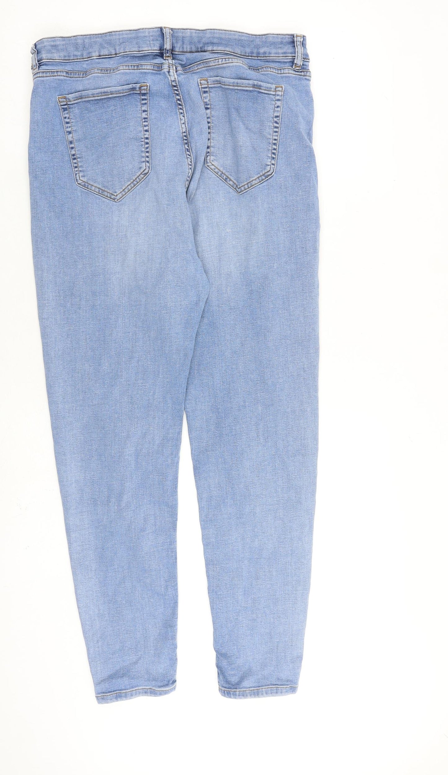 Per Una Womens Blue Cotton Skinny Jeans Size 18 L27 in Regular Zip