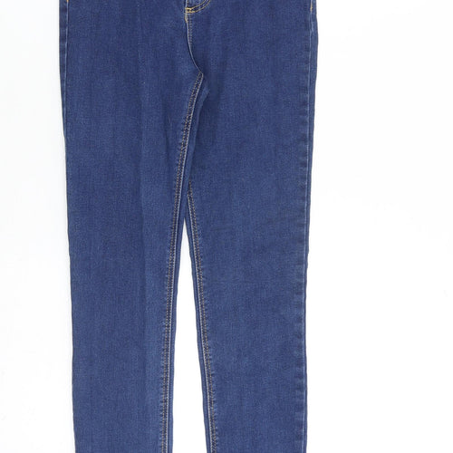 Zara Womens Blue Cotton Straight Jeans Size 8 L28 in Slim Zip