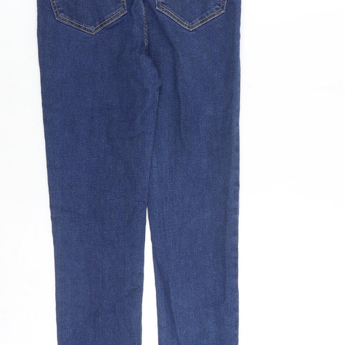 Zara Womens Blue Cotton Straight Jeans Size 8 L28 in Slim Zip
