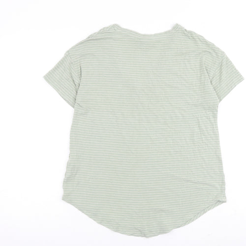 Mamalicious Womens Green Striped Viscose Basic T-Shirt Size M Round Neck