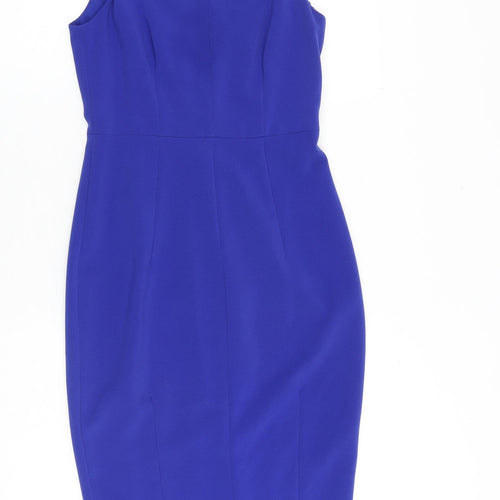 H&M Womens Blue Polyester A-Line Size 8 Square Neck Zip