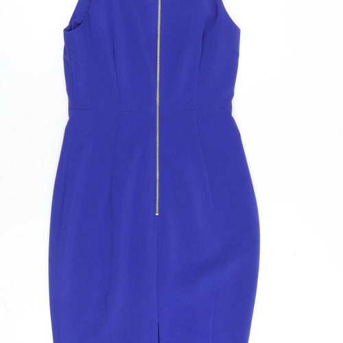 H&M Womens Blue Polyester A-Line Size 8 Square Neck Zip