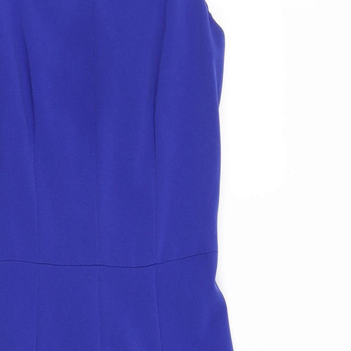 H&M Womens Blue Polyester A-Line Size 8 Square Neck Zip