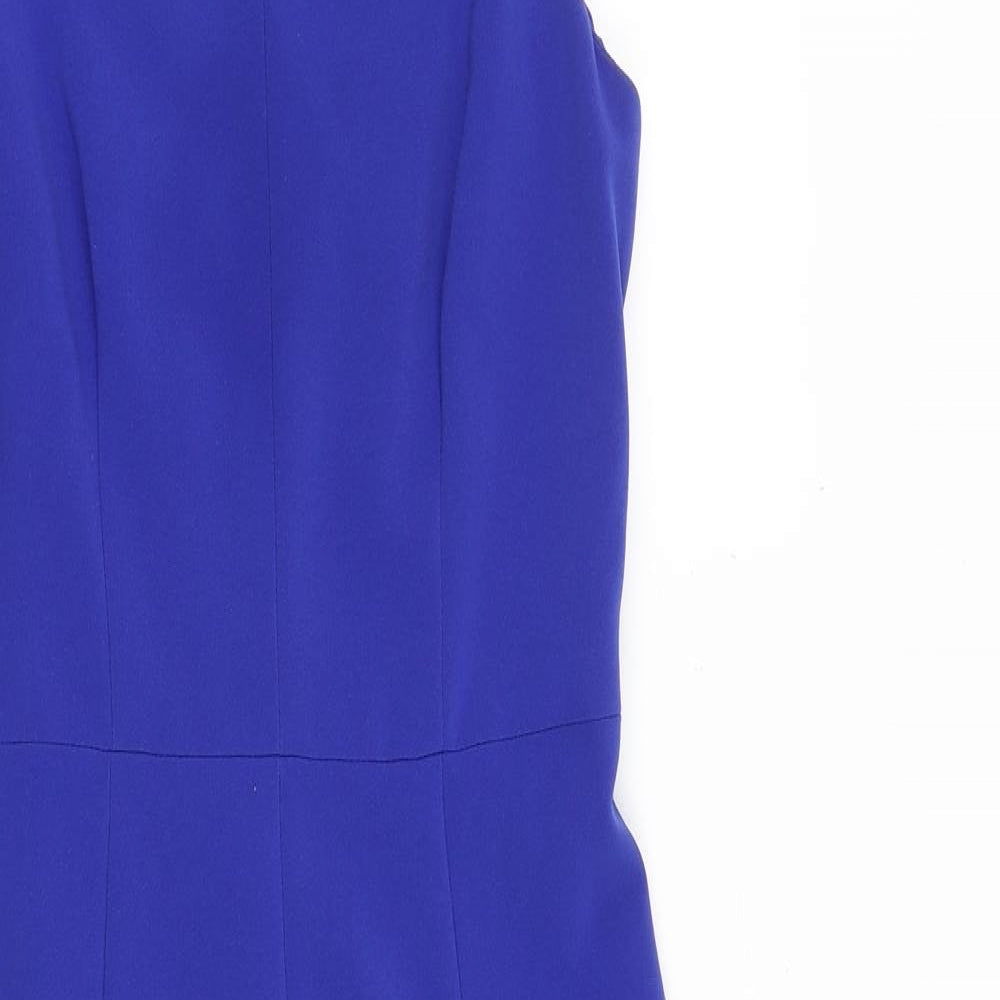 H&M Womens Blue Polyester A-Line Size 8 Square Neck Zip