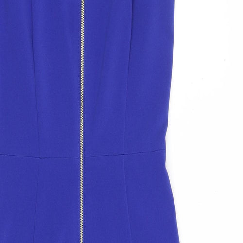 H&M Womens Blue Polyester A-Line Size 8 Square Neck Zip