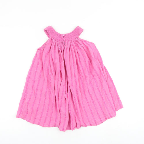 Monsoon Girls Pink Cotton A-Line Size 5-6 Years Round Neck Button