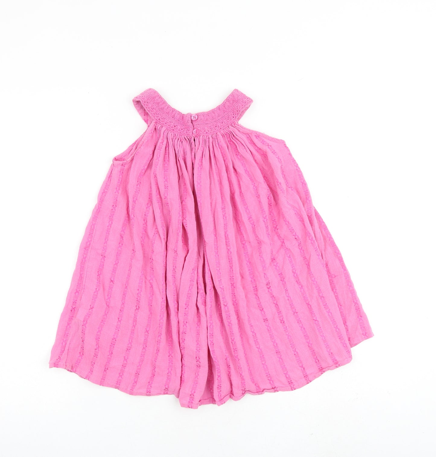 Monsoon Girls Pink Cotton A-Line Size 5-6 Years Round Neck Button