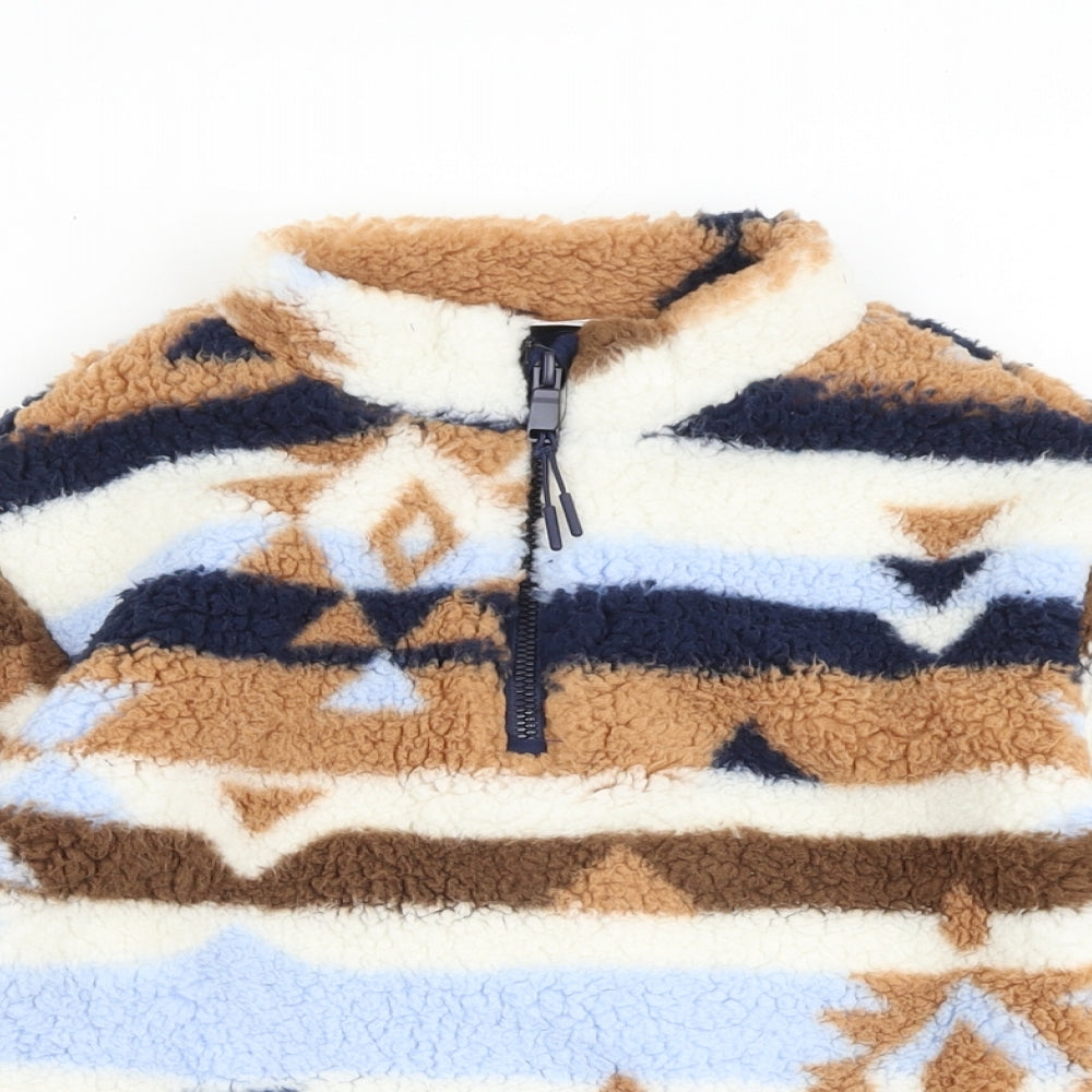 Marks and Spencer Boys Multicoloured Geometric Polyester Pullover Sweatshirt Size 6-7 Years Zip