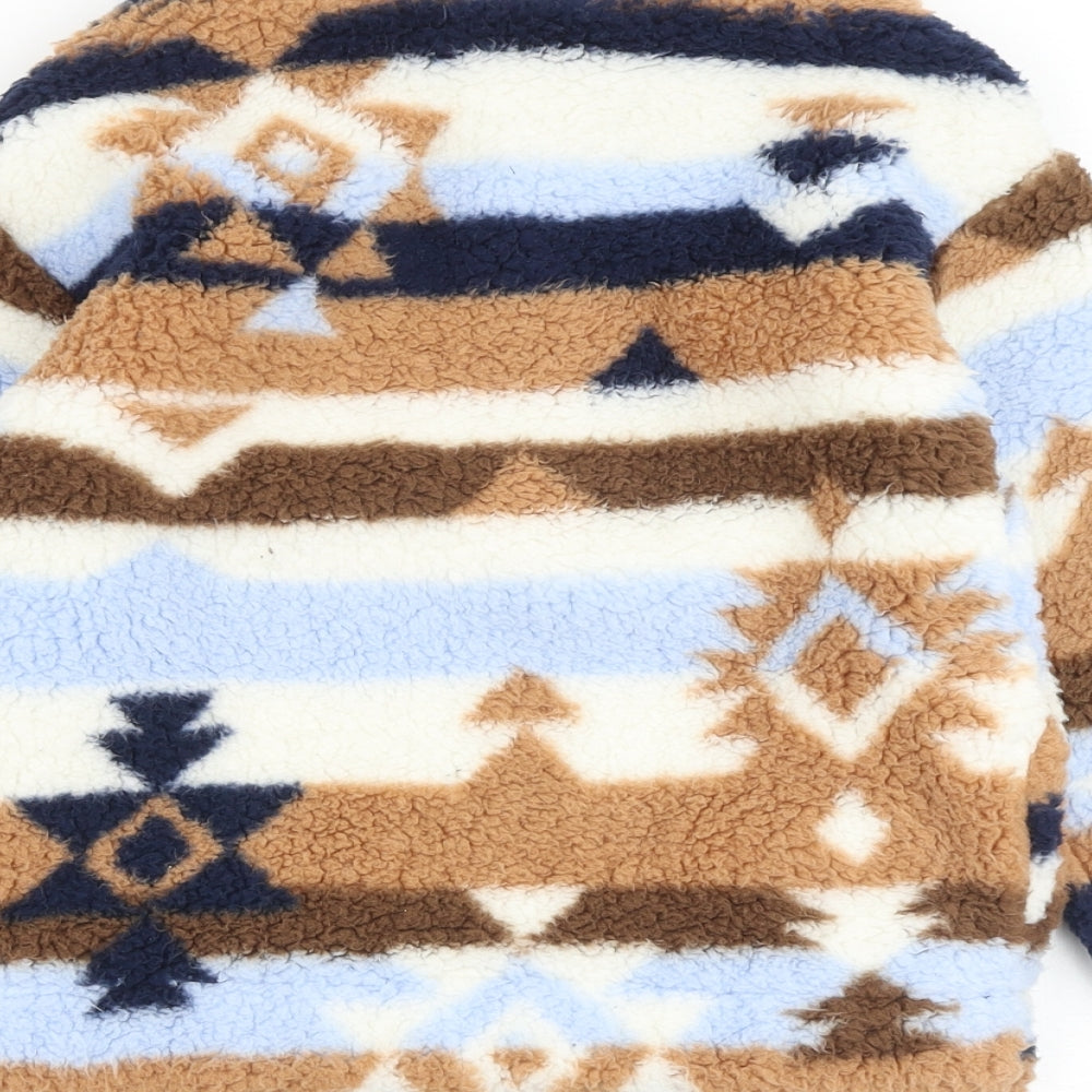 Marks and Spencer Boys Multicoloured Geometric Polyester Pullover Sweatshirt Size 6-7 Years Zip