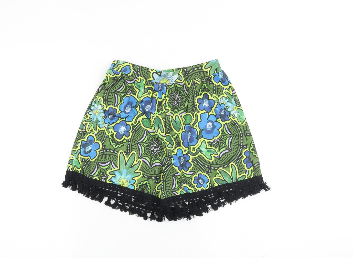 ASOS Womens Multicoloured Floral Polyester Basic Shorts Size 8 L3 in Regular Pull On