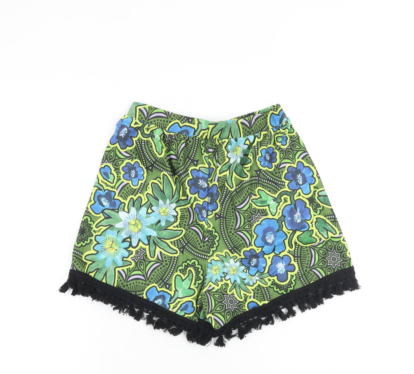 ASOS Womens Multicoloured Floral Polyester Basic Shorts Size 8 L3 in Regular Pull On