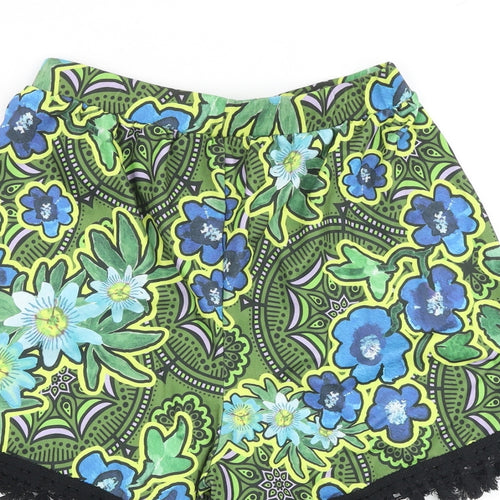 ASOS Womens Multicoloured Floral Polyester Basic Shorts Size 8 L3 in Regular Pull On