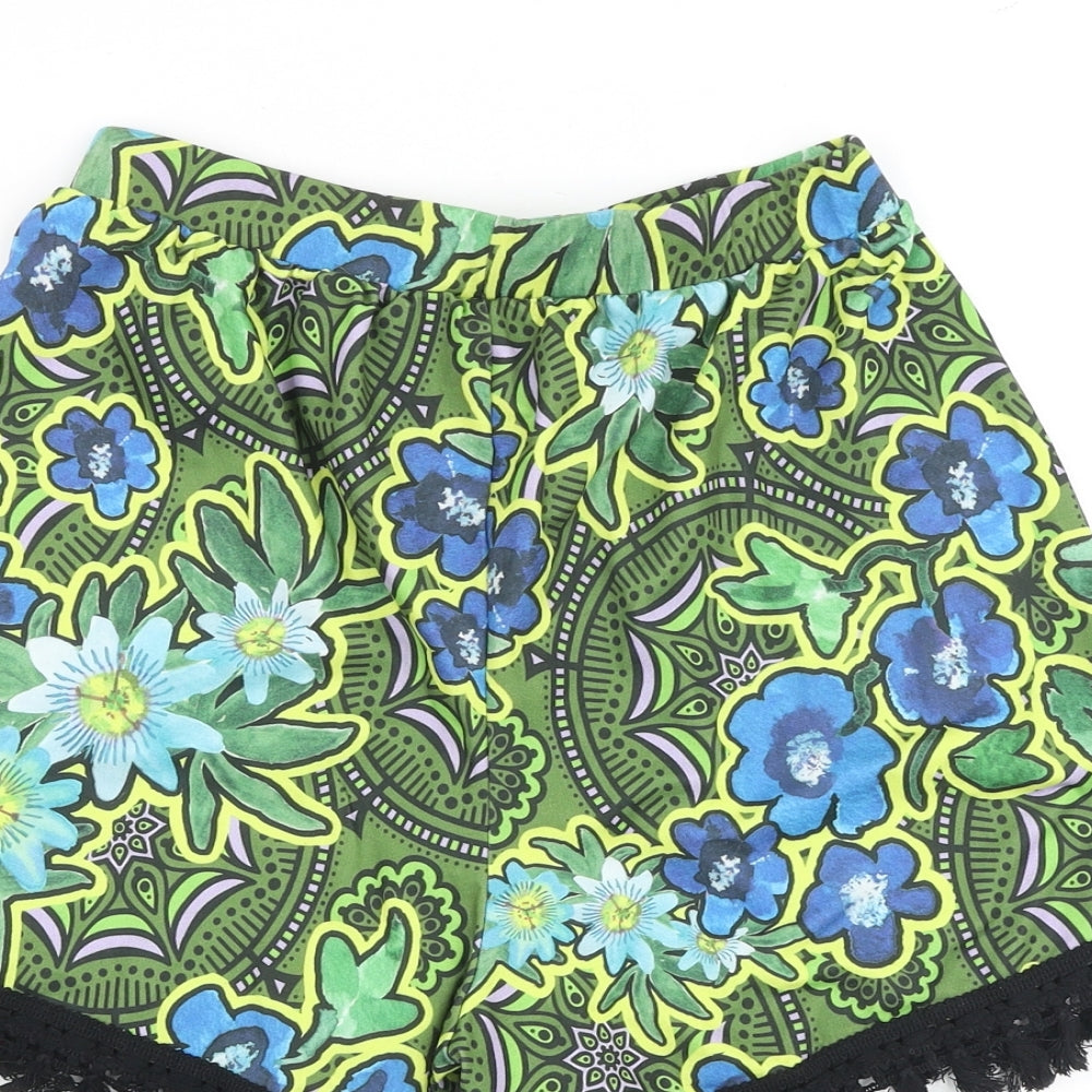 ASOS Womens Multicoloured Floral Polyester Basic Shorts Size 8 L3 in Regular Pull On
