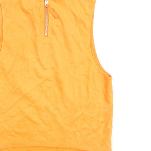 Zara Womens Orange Polyester Basic Tank Size S Round Neck