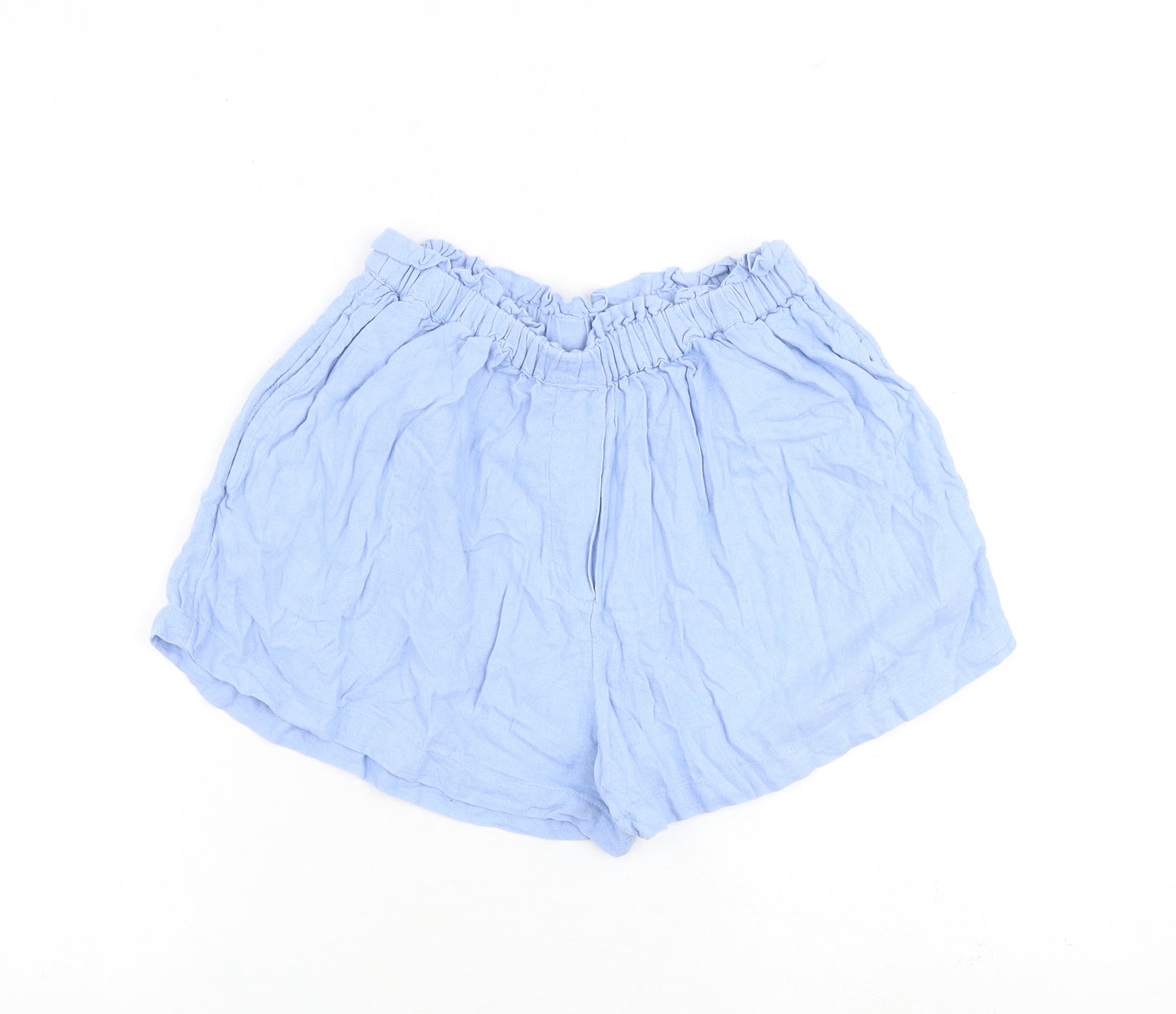 River Island Womens Blue Viscose Basic Shorts Size S L3 in Regular Pull On
