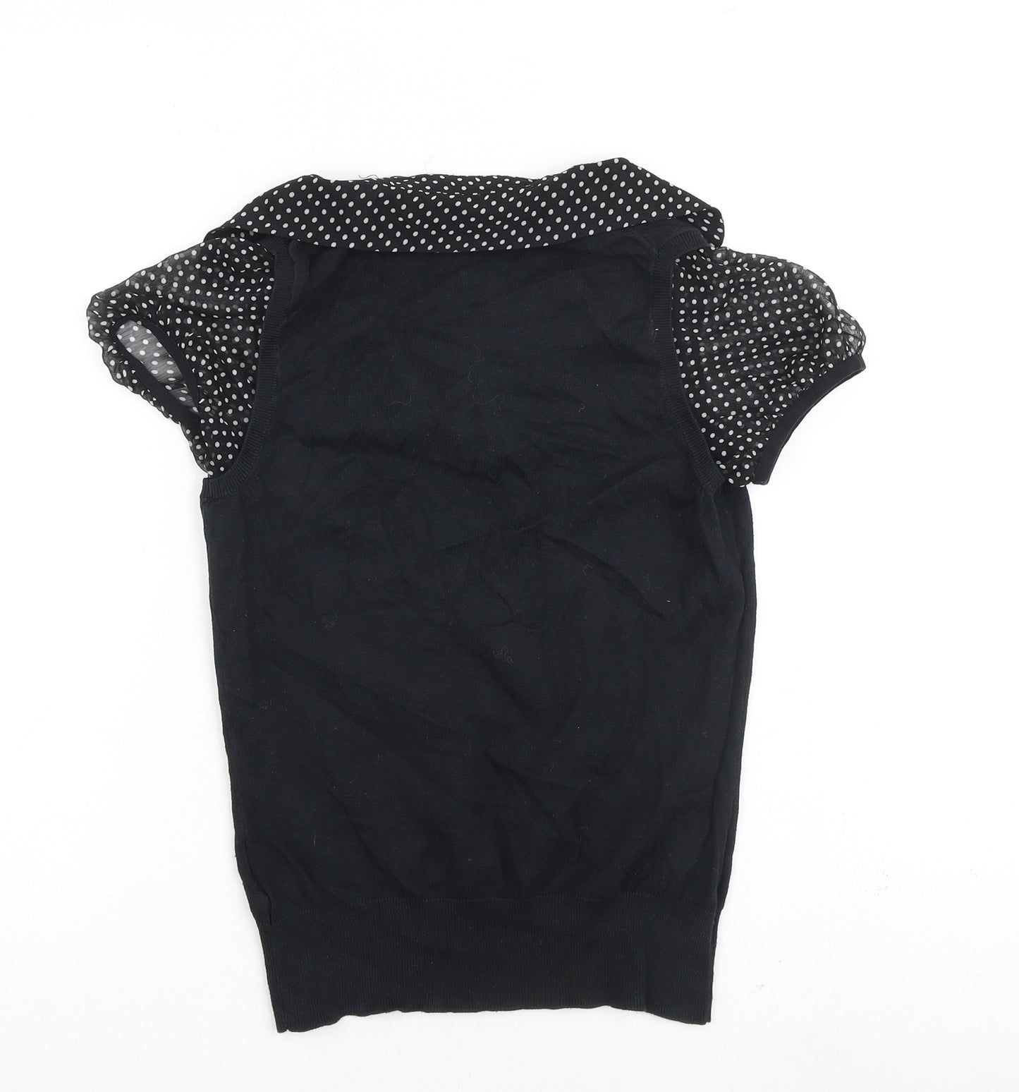 Oasis Womens Black Cotton Basic T-Shirt Size 10 V-Neck