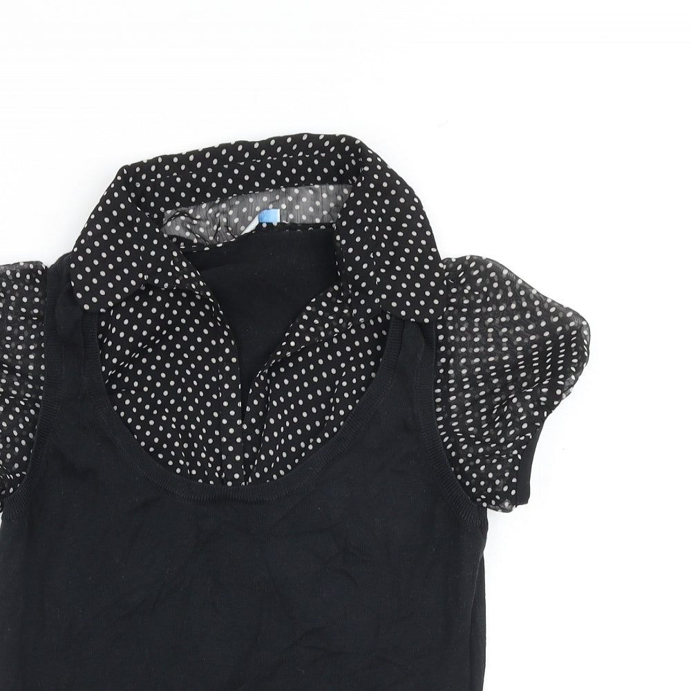 Oasis Womens Black Cotton Basic T-Shirt Size 10 V-Neck