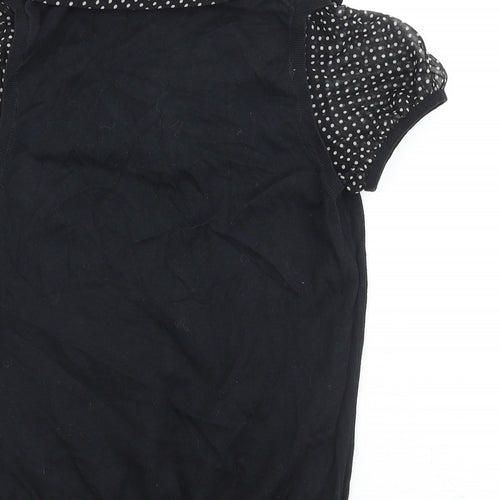 Oasis Womens Black Cotton Basic T-Shirt Size 10 V-Neck