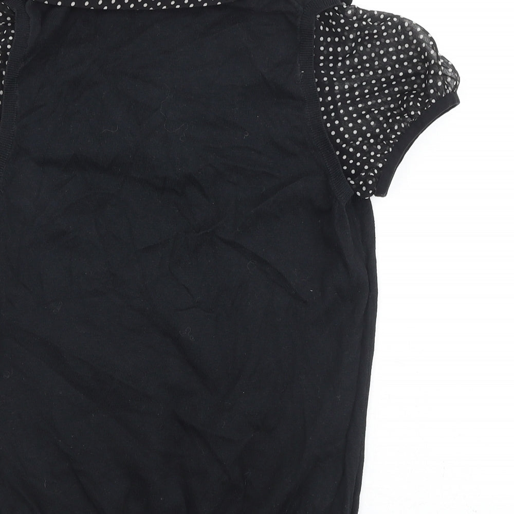 Oasis Womens Black Cotton Basic T-Shirt Size 10 V-Neck