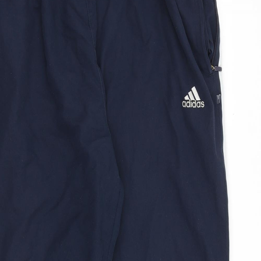 adidas Mens Blue Polyester Sweatpants Trousers Size 2XL L31 in Regular Drawstring