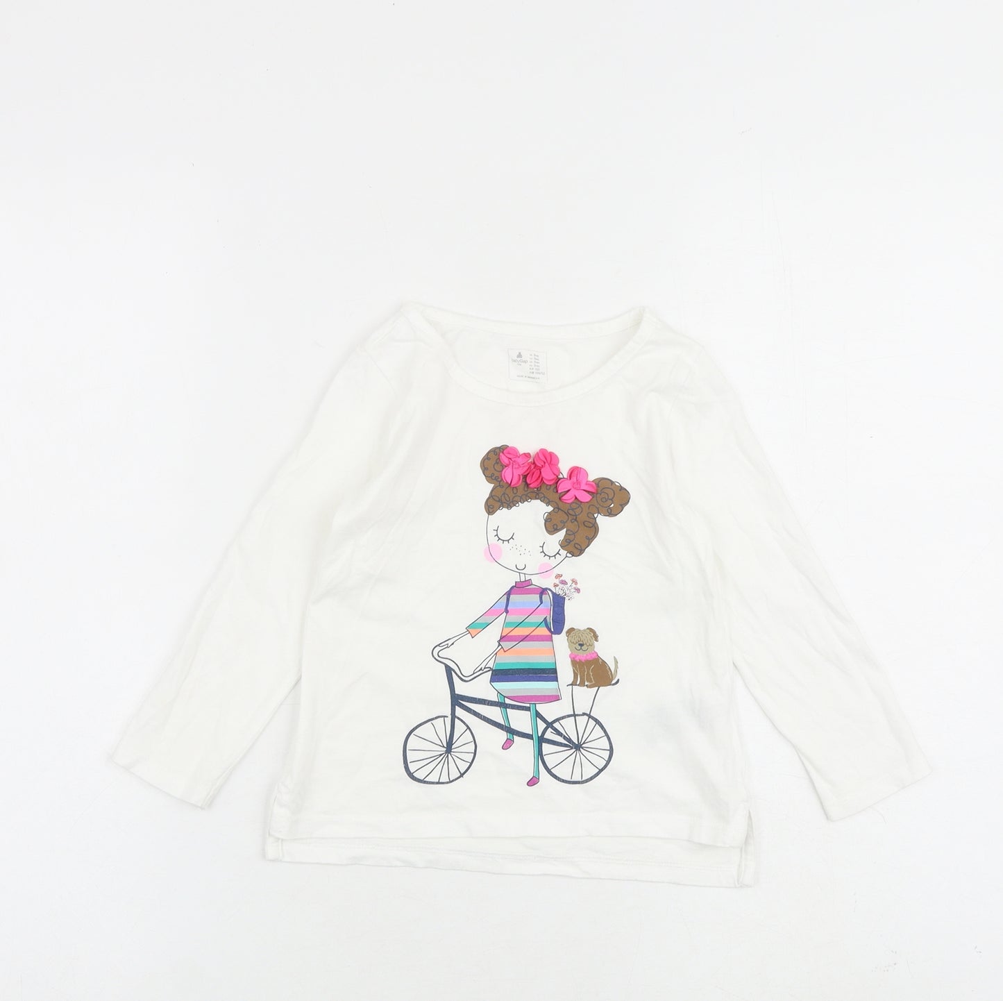 Gap Girls White 100% Cotton Basic T-Shirt Size 3 Years Round Neck Pullover