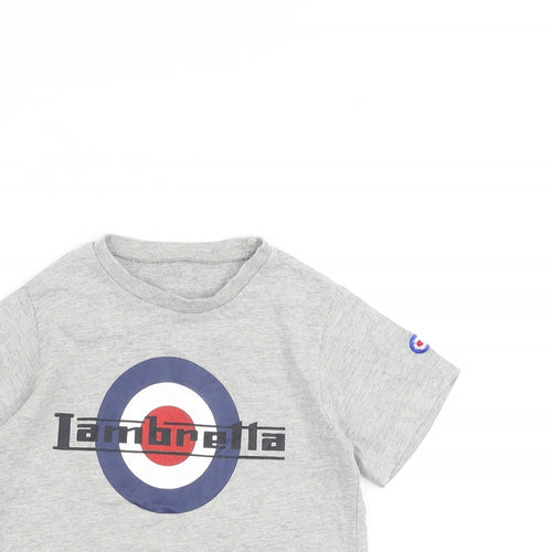 Lambretta Boys Grey 100% Cotton Basic T-Shirt Size S Round Neck Pullover